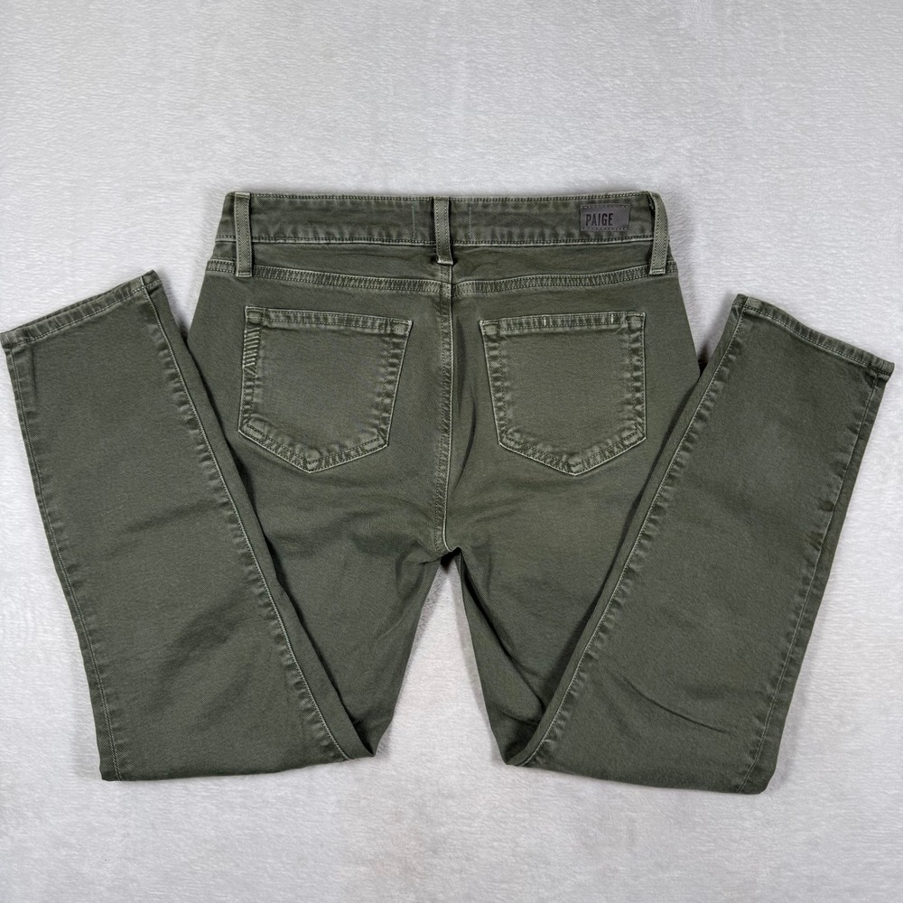 Paige Skyline Skinny Crop Pants Olive Green Twill Stretch Jeans Size 27